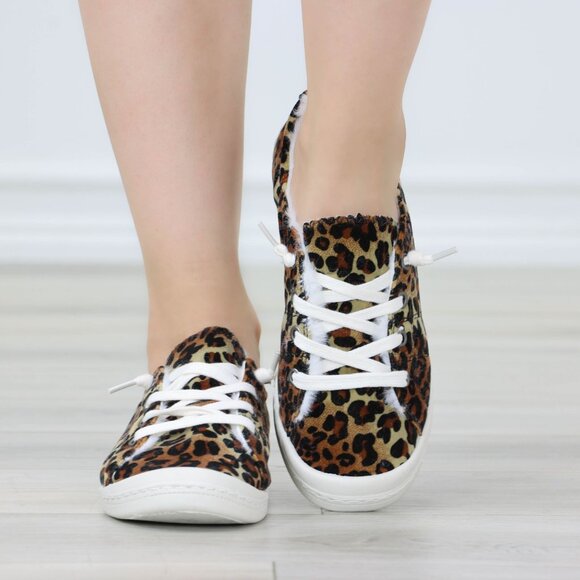 Leopard Women's Flat Sneakers Suede Lace Up Round Toe Warm Knit Lining - Picture 2 of 13